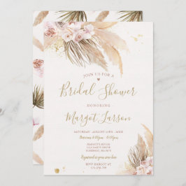 Invitación Ducha nupcial del desierto bohemio de pampas