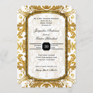 Invitación Ducha nupcial del falso del oro del purpurina