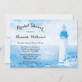 Invitación Ducha nupcial del faro azul rústico