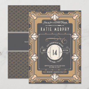 Invitación Ducha nupcial del gran art déco de Gatsby