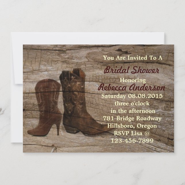 Invitación ducha nupcial del granero del vaquero rústico del (Reverso)