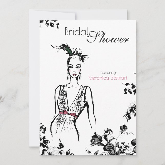 Invitación Ducha nupcial del ilustracion de la moda (Anverso)
