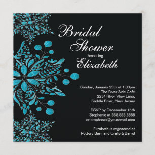 Invitación Ducha nupcial del invierno azul elegante de los