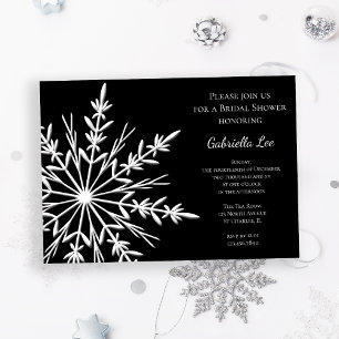 Invitación Ducha nupcial del invierno blanco y negro del copo
