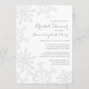 Invitación Ducha nupcial del invierno de los copos de nieve