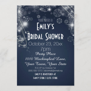 Invitación Ducha nupcial del invierno del tema azul y blanco