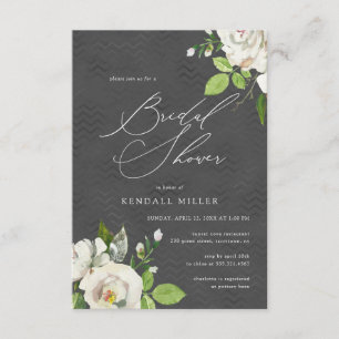 Invitación Ducha nupcial del jardín del negro floral blanco