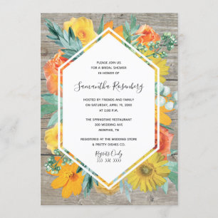 Invitación Ducha nupcial del marco floral de la floración de