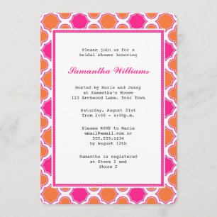 Invitación Ducha nupcial del modelo de Quatrefoil del naranja