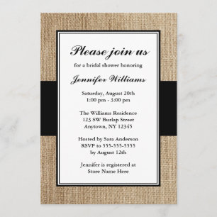 Invitación Ducha nupcial del negro rústico formal de la