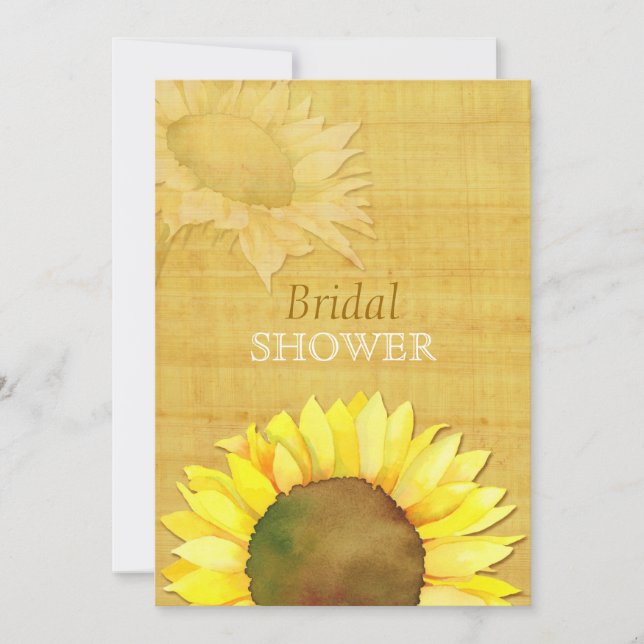 Invitación Ducha nupcial del Papyrus Rústico del girasol (Anverso)