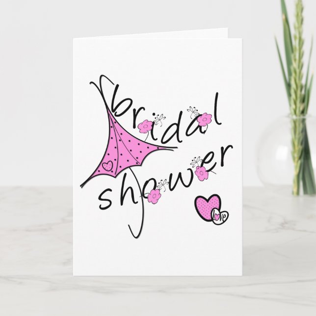 Invitación Ducha nupcial del paraguas rosado (Anverso)