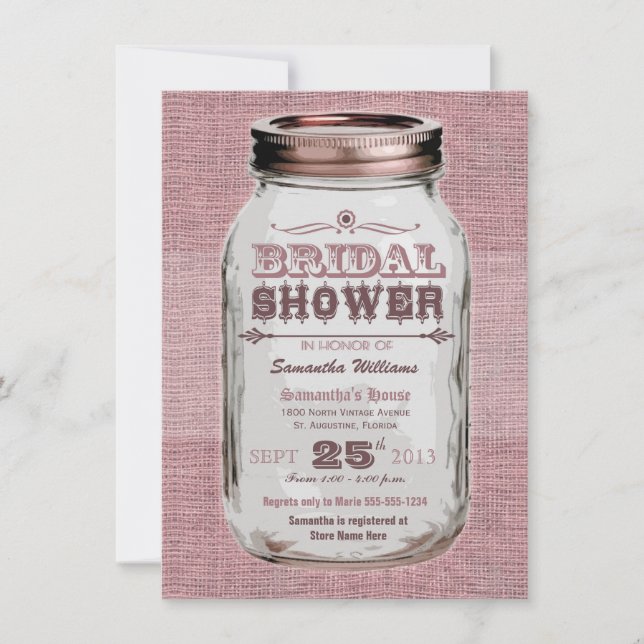 Invitación Ducha nupcial del rosa rústico de la apariencia (Anverso)