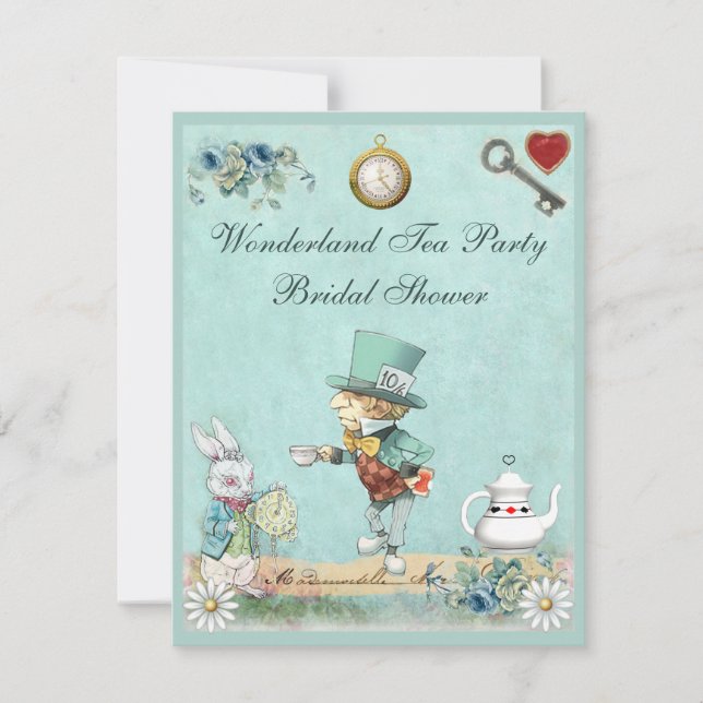 Invitación Ducha nupcial del sombrerero de la fiesta del té (Anverso)