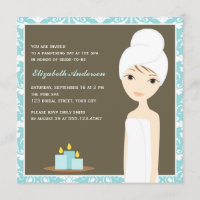Ducha nupcial del spa Blue Damask Pattern