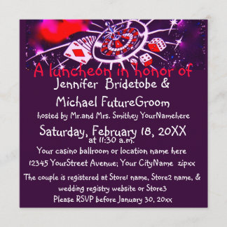 Invitación Ducha nupcial del tema del casino de Las Vegas