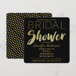 Invitación Ducha nupcial del tema del glamour dorado y negro
