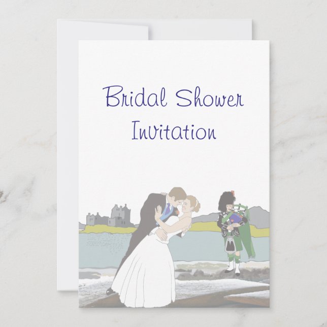Invitación Ducha nupcial del tema escocés, céltico de la boda (Anverso)