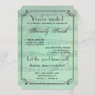 Invitación Ducha nupcial del tema musical - verde menta