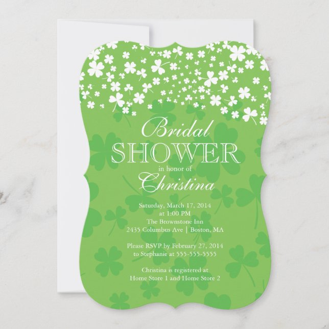 Invitación Ducha nupcial del trébol irlandés moderno de la (Anverso)
