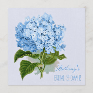 Invitación Ducha nupcial del vintage de la flor azul elegante