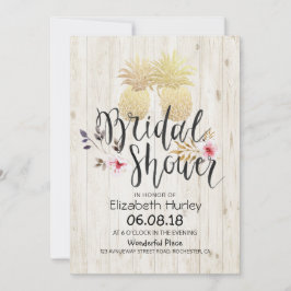 Invitación Ducha nupcial Dorada Pineapple Pareja Rústica Made