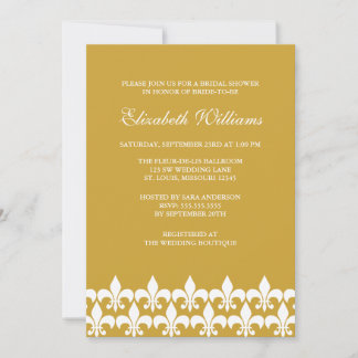 Invitación Ducha nupcial dorada y blanca