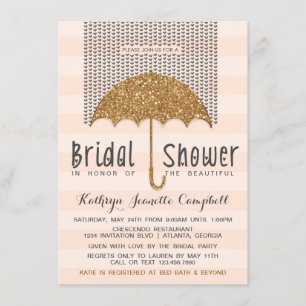 Invitación Ducha nupcial dorada y color de rosa