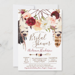 Invitación Ducha nupcial Dreamcatcher Boho Rosa de Rubor y Pe