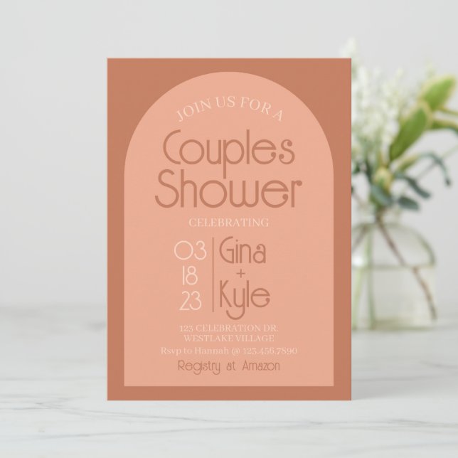 Invitación Ducha nupcial, Ducha coda, Novia moderna, (Anverso de pie)