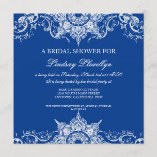 Invitación Ducha nupcial dudosa real azul