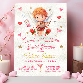 Invitación Ducha nupcial El día de San Valentín cupido y cóct
