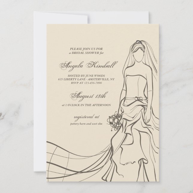 Invitación Ducha nupcial elegante (Anverso)
