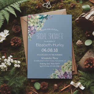 Invitación Ducha nupcial Elegante Acuarela Suculentas Plantas