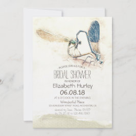 Invitación Ducha nupcial Elegante Amor Corazón Dragonfly Mati