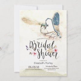 Invitación Ducha nupcial Elegante Amor Corazón Dragonfly Mati