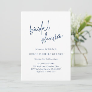 Invitación Ducha nupcial elegante azul de la Marina Clásica