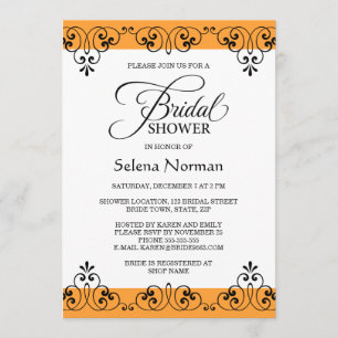 Invitación Ducha nupcial elegante del damasco del naranja y