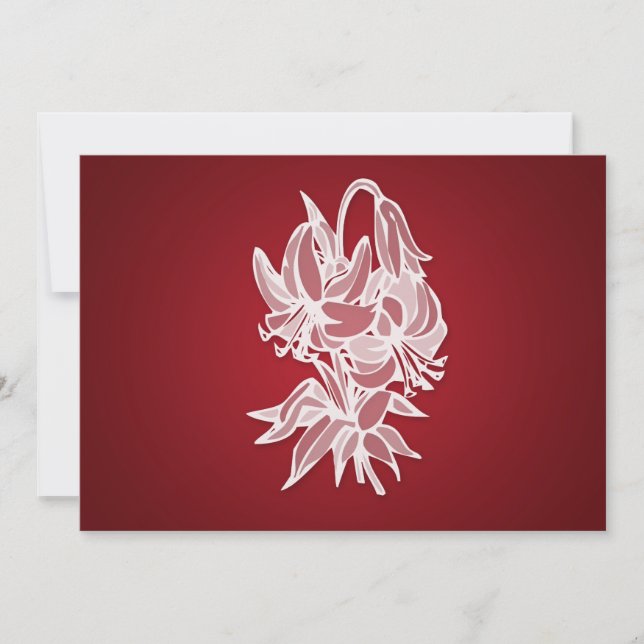 Invitación Ducha nupcial elegante del ramo rojo del lirio (Anverso)