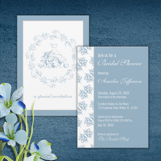 Invitación Ducha nupcial - Elegante ducha azul invitada