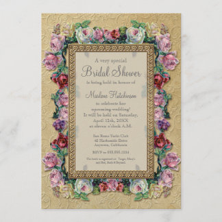 Invitación Ducha nupcial elegante formal floral del brocado