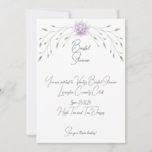Invitación Ducha nupcial Elegante hoja y Lotus rosa