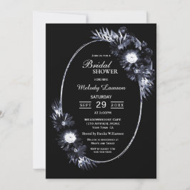 Invitación Ducha nupcial elegante Moody Floral negro