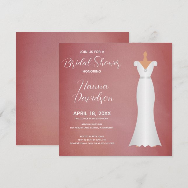 Invitación Ducha nupcial Elegante rosa suave (Anverso / Reverso)