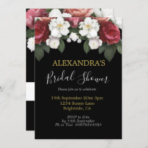 Ducha nupcial Elegante Rosas de Borgoña Moda negra