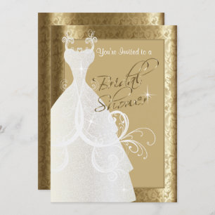 Invitación Ducha nupcial en Damasco de oro antiguo