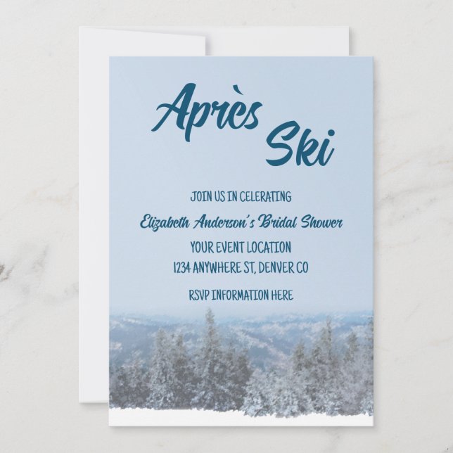 Invitación Ducha nupcial en el bosque de montaña Snowley (Anverso)