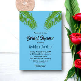 Invitación Ducha nupcial en la playa de la hoja de palmera tr