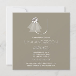 Invitación Ducha nupcial en monograma de flor de margarita