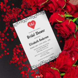 Invitación Ducha nupcial en monograma del corazón rústico